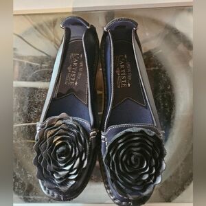 L'Artiste Women's Navy Blue Dezi Rose Leather Ballerina Flats Size 38/7.5-8